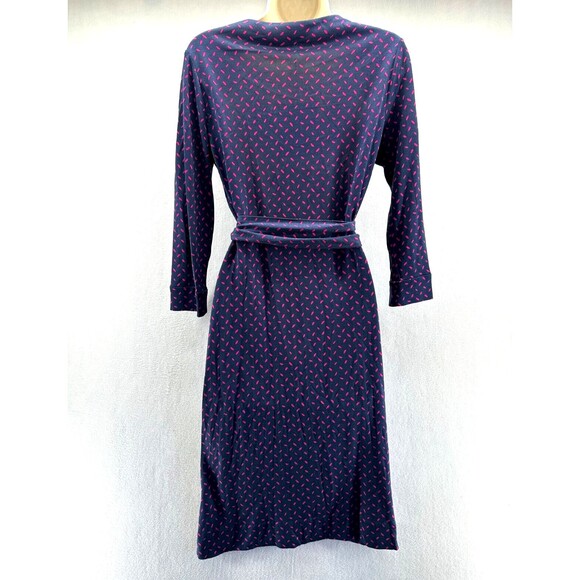 Diane Von Furstenberg Wrap Dress Size 6 Julian Two Silk Bromley Dot Navy Blue - Picture 4 of 9